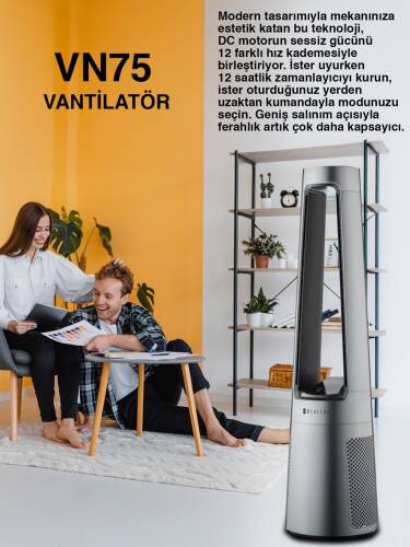 Dıjıtsu Vn 75 Uzaktan Kumandalı Kule Tıpı Vantılator - 3