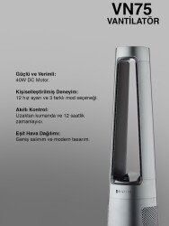 Dıjıtsu Vn 75 Uzaktan Kumandalı Kule Tıpı Vantılator - 2