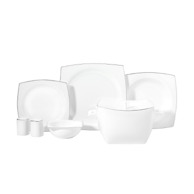 Korkmaz A8458 Bone Sel. 60 P Yemek Takımı (kare) Platın - 1