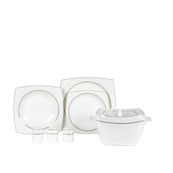 Korkmaz A8460 Bone Sel. 60 P Yemek Takımı (kare) - 1