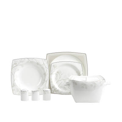 Korkmaz A8461 Bone Sel. 60 P Yemek Takımı (kare) - 1