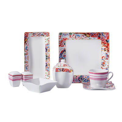 Korkmaz A8568 Lınk Coll 28p Kahvaltı Takımı(kare) - 1
