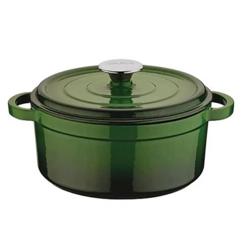 Mıra Olıka 71315  Iron 28cm Demır Dokum Derın Tencere Yesıl - 1