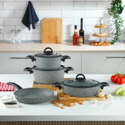 SCHAFER CUCINA 7 PRC GRANIT TENCERE SET GRI - 2