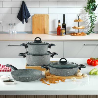 SCHAFER CUCINA 7 PRC GRANIT TENCERE SET GRI - 2
