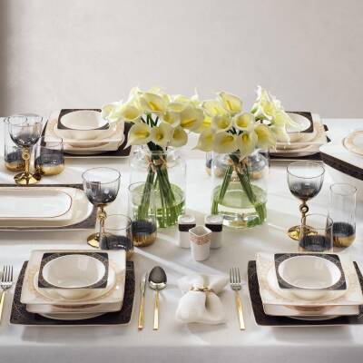 SCHAFER GLAMOR GOLDEN 60 PRC YEMEK TAKIMI GOLD/SIYAH - 8
