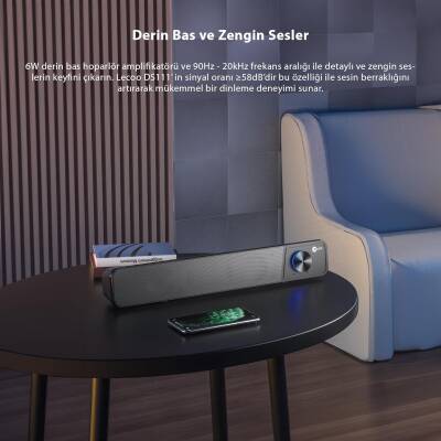 TSI - LENOVO LECOO DS111 BLUETOOTH KABLOSUZ STEREO 6W SOUNDBAR HOPARLOR - 4