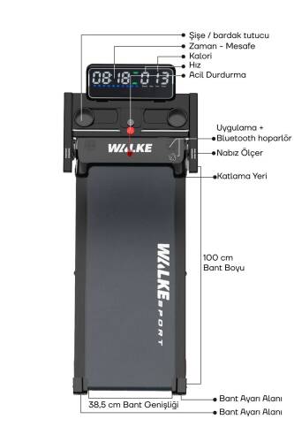 Walke Kompact Bluetooth Telefon Uyg. Muzık Calarlı Kosu Bandı - 2